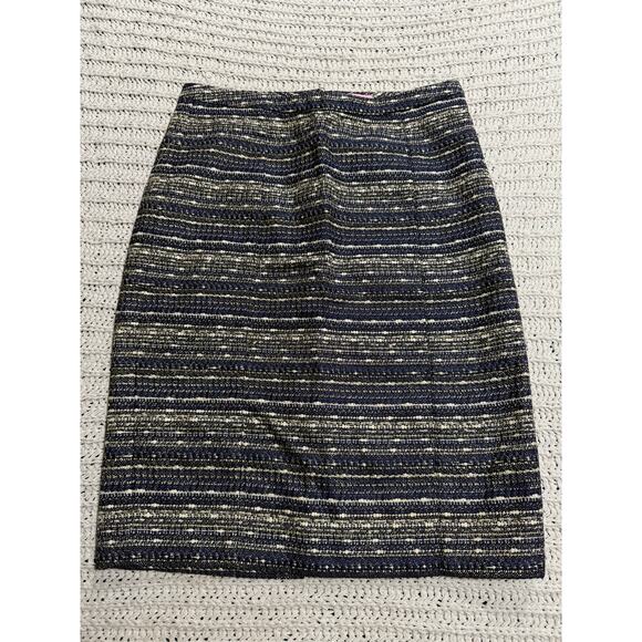 Lilly Pulitzer Tweed Boucle Knit Pencil Skirt Straight Womens Sz 4 Blue Metallic - Picture 1 of 9